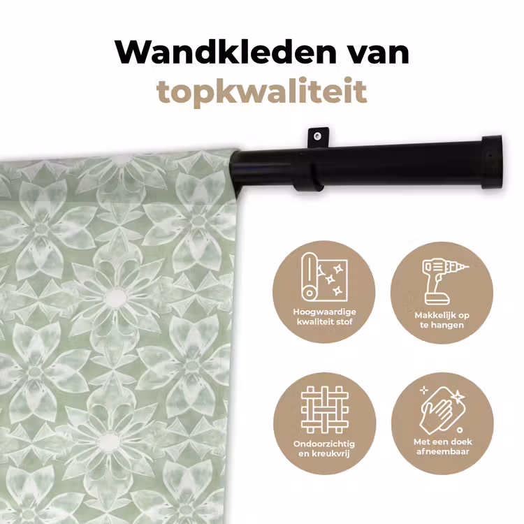 Wandkleed - Saliegroen - Symmetrisch - Mandala - Ornament - Patroon — 3