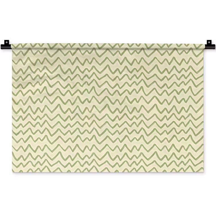 Wandkleed - Saliegroen - Zigzag - Handgetekend - Patroon — 1