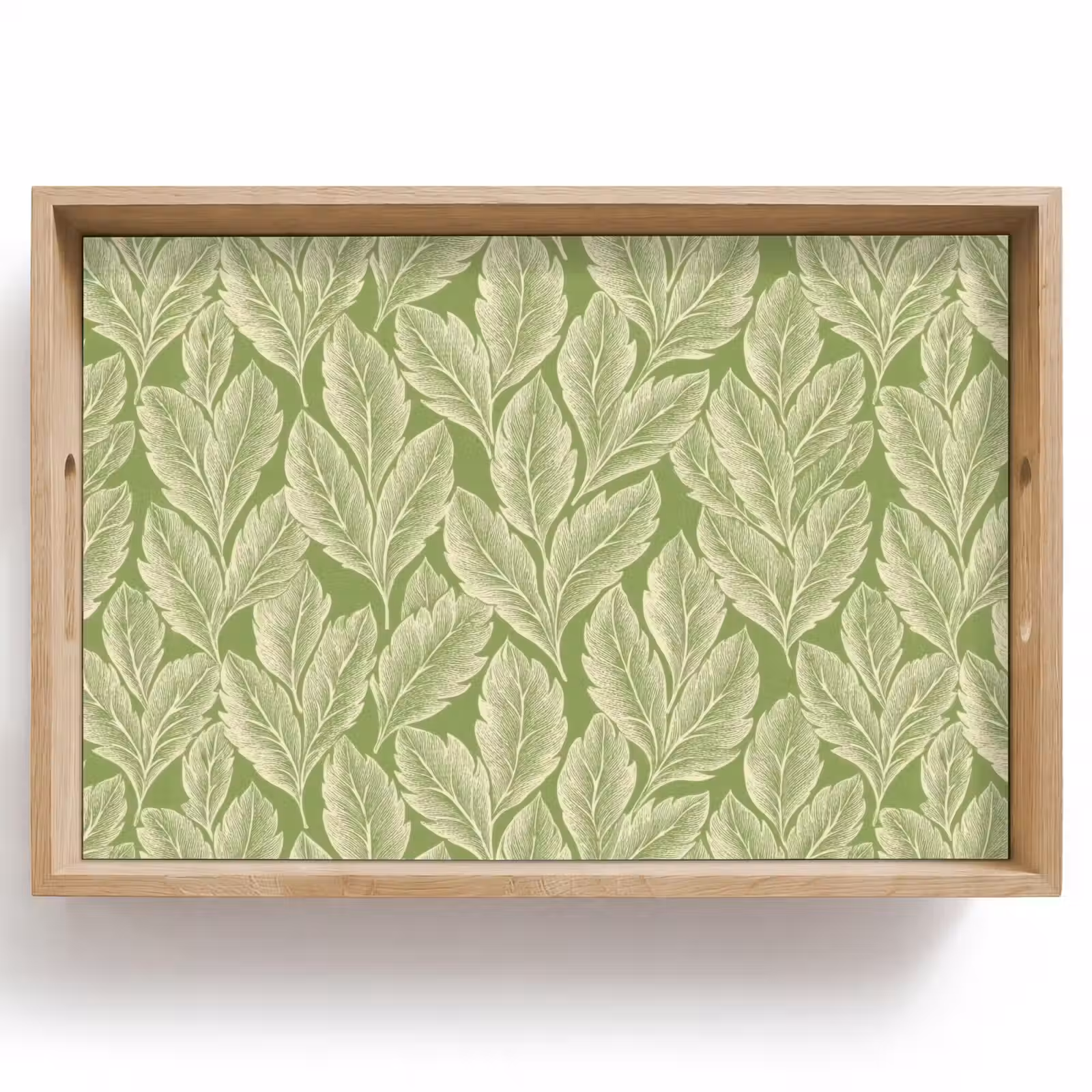 Dienblad - Groen - Botanisch - Bladeren - Vintage - Patroon — 1