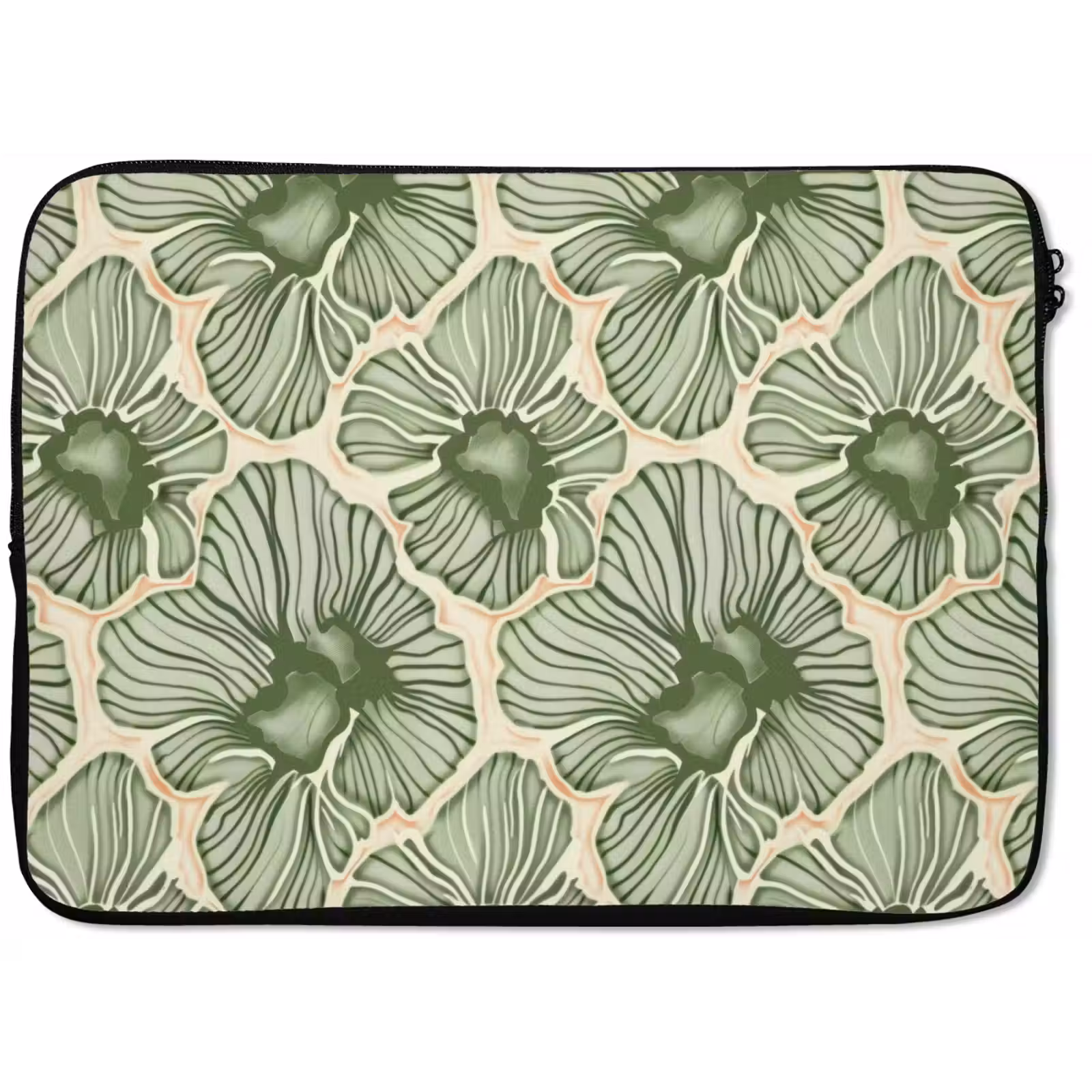 Laptophoes Groen - Botanisch - Bloemen - Organisch - Patroon — 1