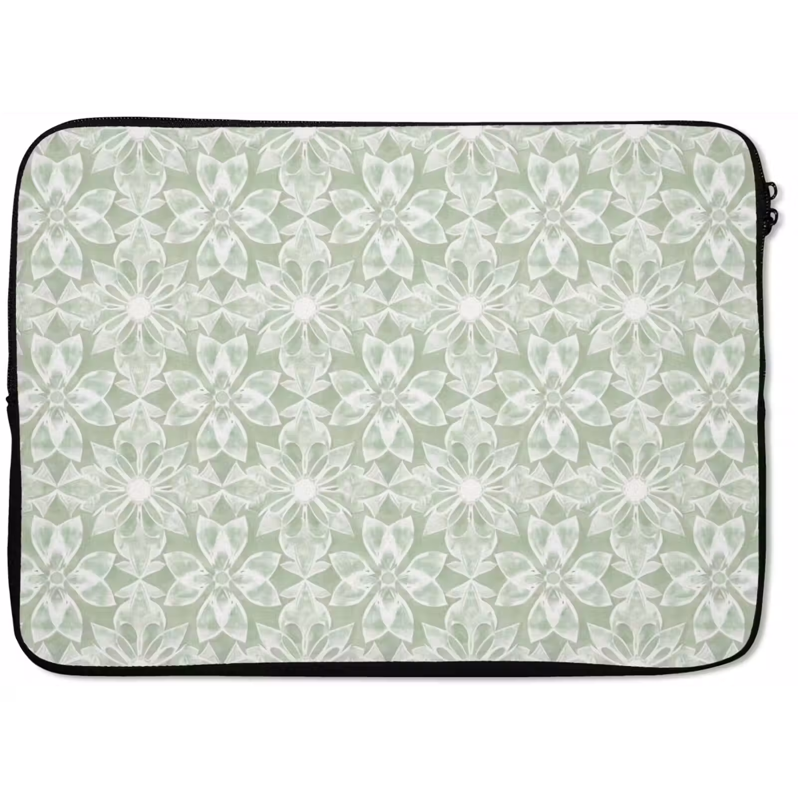 Laptophoes Saliegroen - Symmetrisch - Mandala - Ornament - Patroon — 1