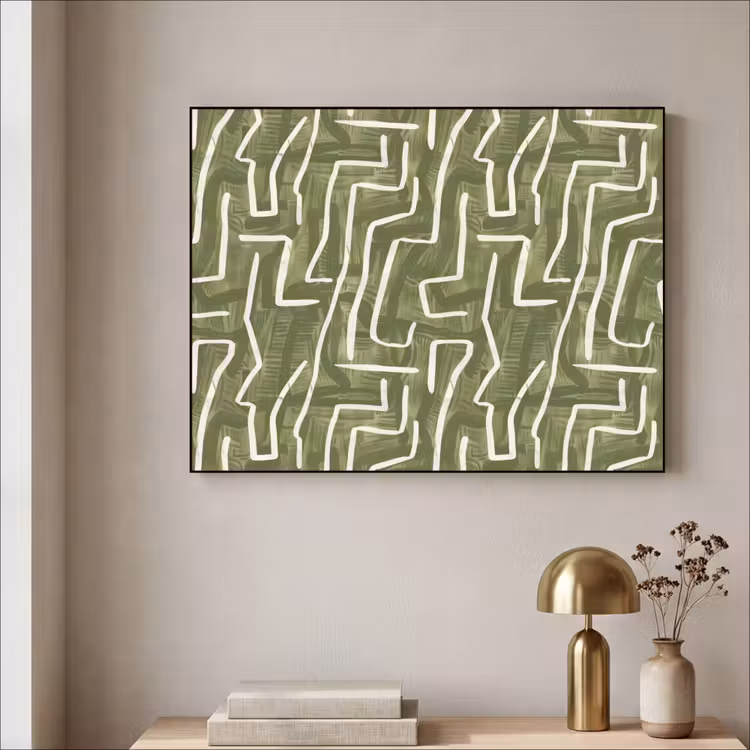 Art frame - Groen - Abstract - Penseelstreken - Patroon — 5