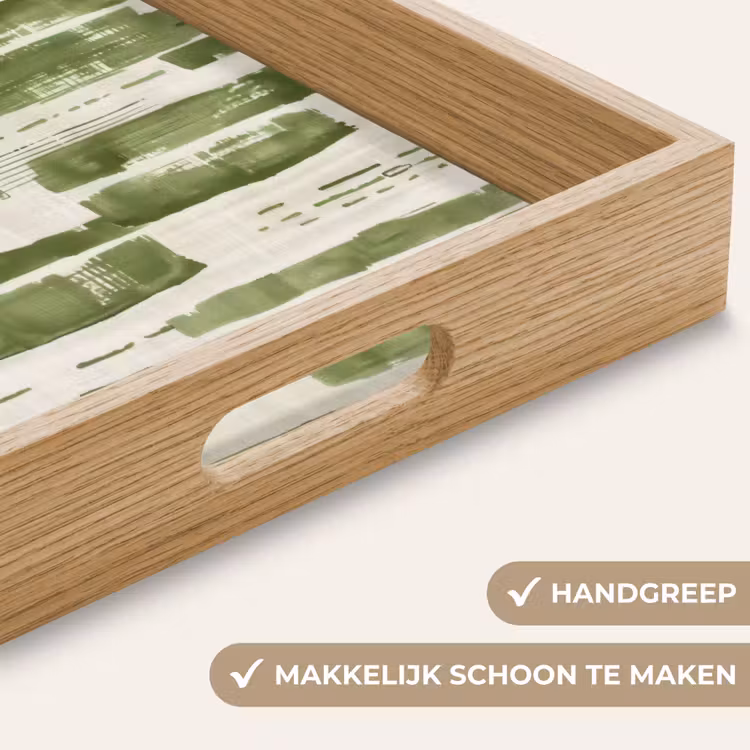Dienblad - Groen - Abstract - Penseelstreken - Linnen - Patroon — 5