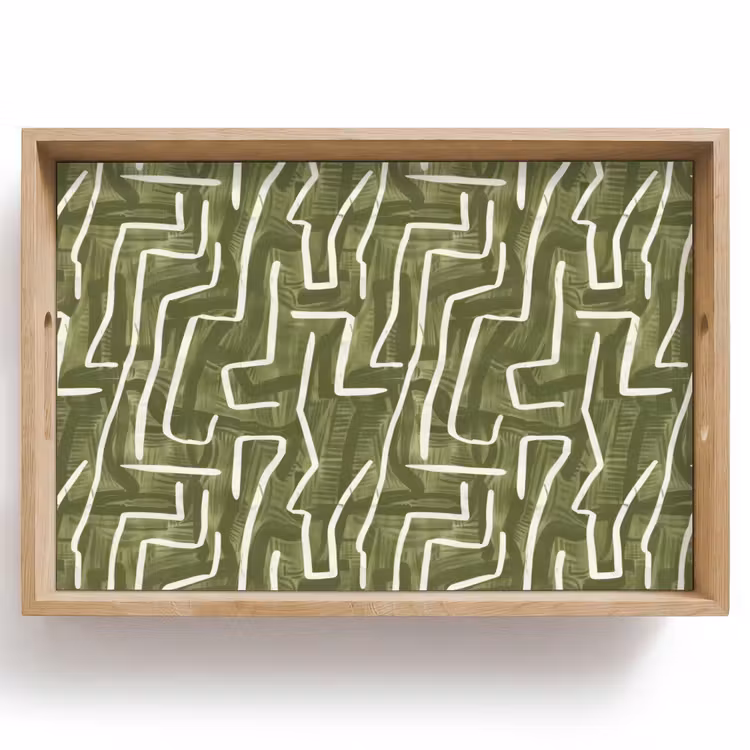 Dienblad - Groen - Abstract - Penseelstreken - Patroon — 1