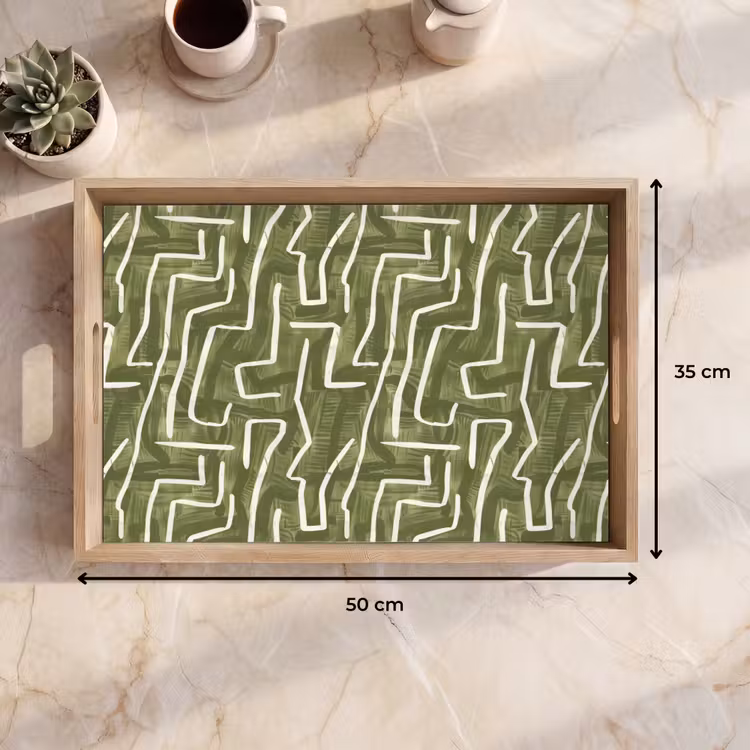 Dienblad - Groen - Abstract - Penseelstreken - Patroon — 9