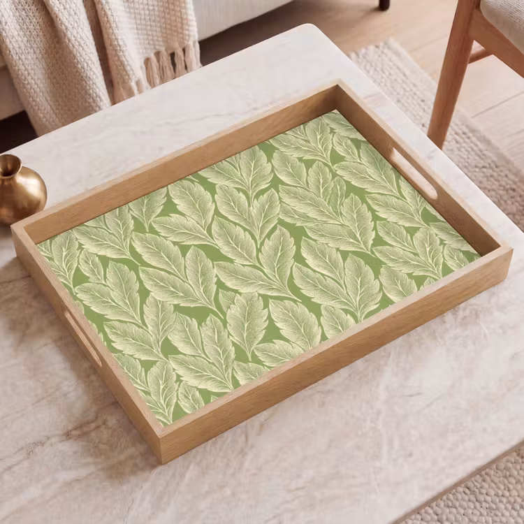 Dienblad - Groen - Botanisch - Bladeren - Vintage - Patroon — 2