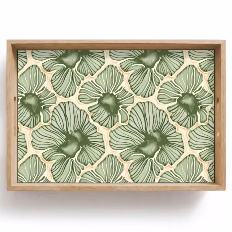 Dienblad - Groen - Botanisch - Bloemen - Organisch - Patroon — 1
