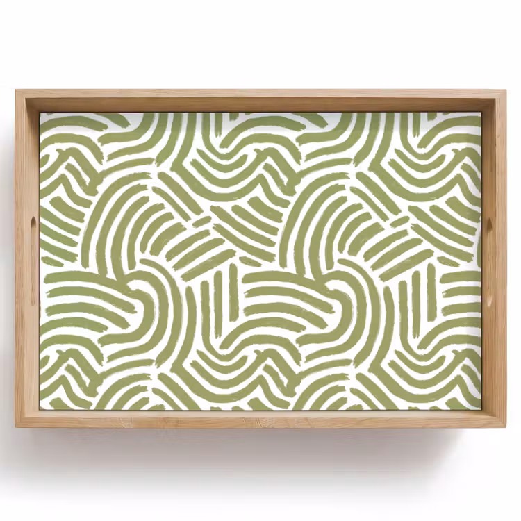 Dienblad - Saliegroen - Abstract - Bogen - Handgetekend - Patroon — 1