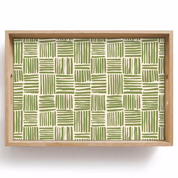 Dienblad - Saliegroen - Blokken - Handgetekend - Patroon — 1