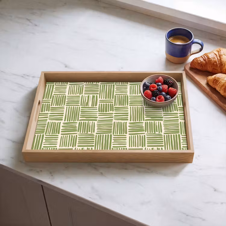 Dienblad - Saliegroen - Blokken - Handgetekend - Patroon — 4