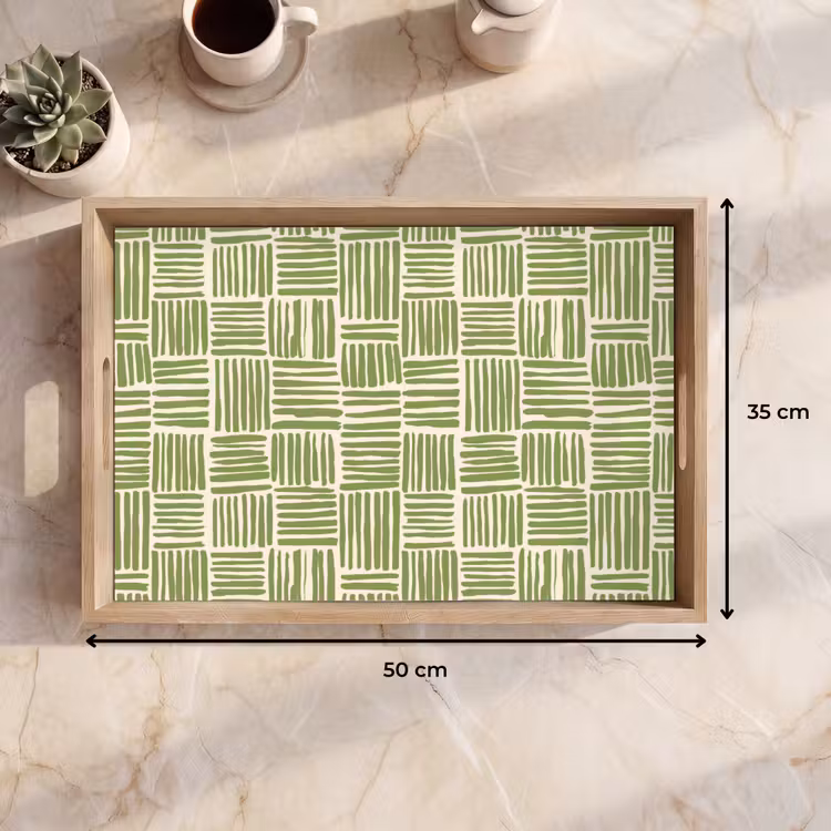Dienblad - Saliegroen - Blokken - Handgetekend - Patroon — 9