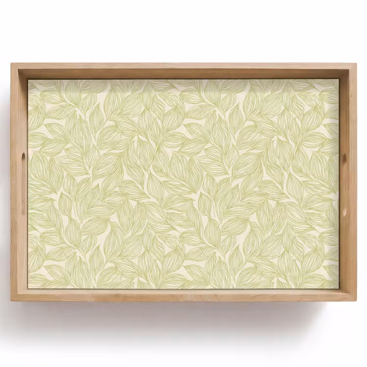 Dienblad - Saliegroen - Botanisch - Bladeren - Handgetekend - Patroon — 1