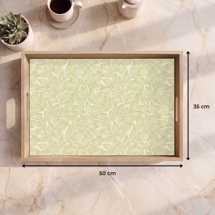 Dienblad - Saliegroen - Botanisch - Bladeren - Handgetekend - Patroon — 9