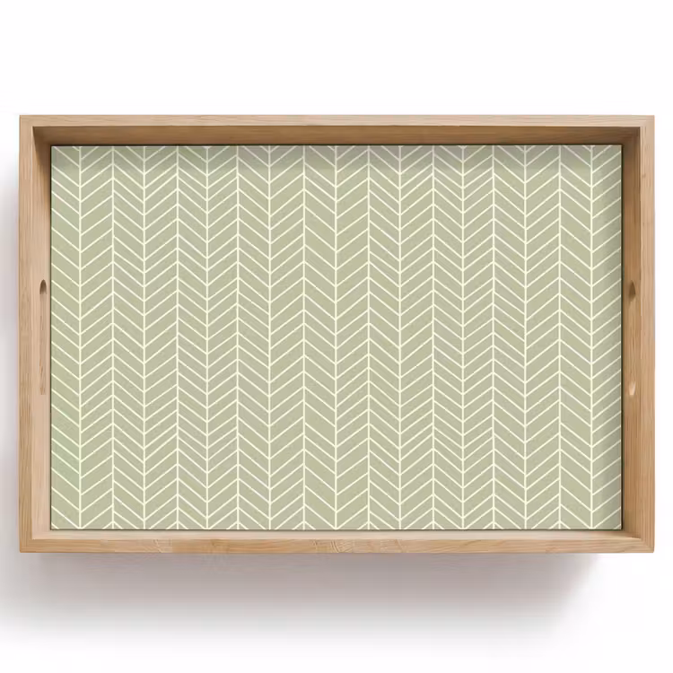 Dienblad - Saliegroen - Visgraat - Geometrisch - Patroon — 1