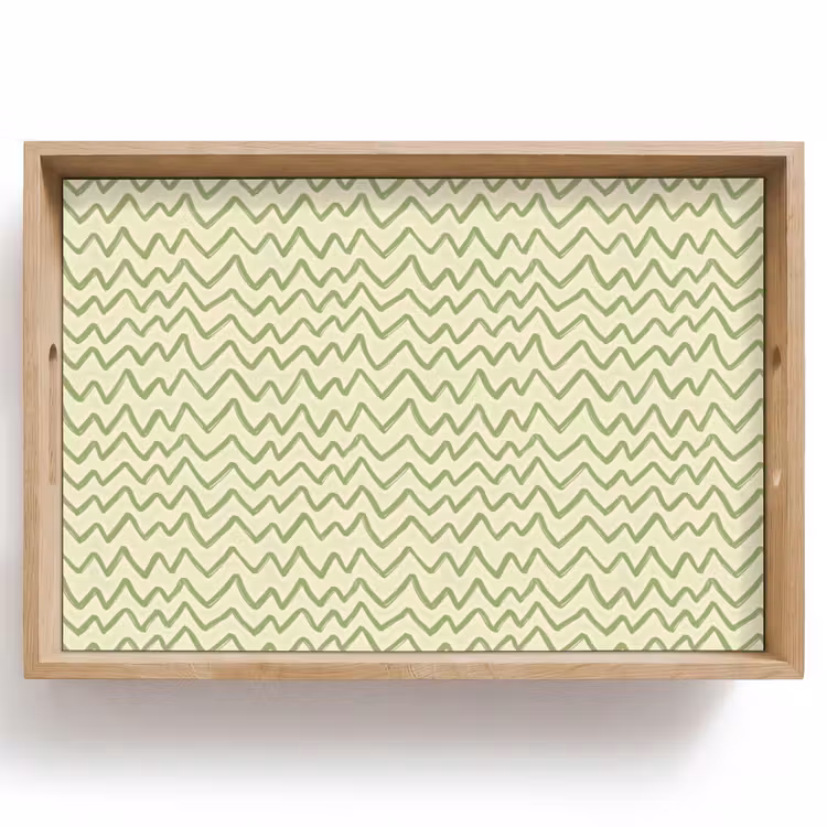 Dienblad - Saliegroen - Zigzag - Handgetekend - Patroon — 1