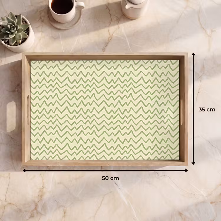 Dienblad - Saliegroen - Zigzag - Handgetekend - Patroon — 9