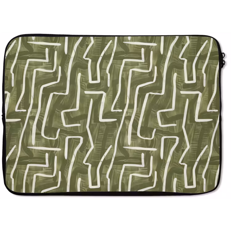 Laptophoes Groen - Abstract - Penseelstreken - Patroon — 1