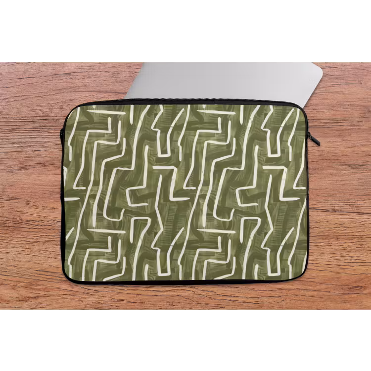 Laptophoes Groen - Abstract - Penseelstreken - Patroon — 2