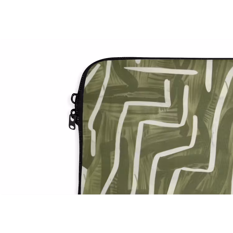 Laptophoes Groen - Abstract - Penseelstreken - Patroon — 5