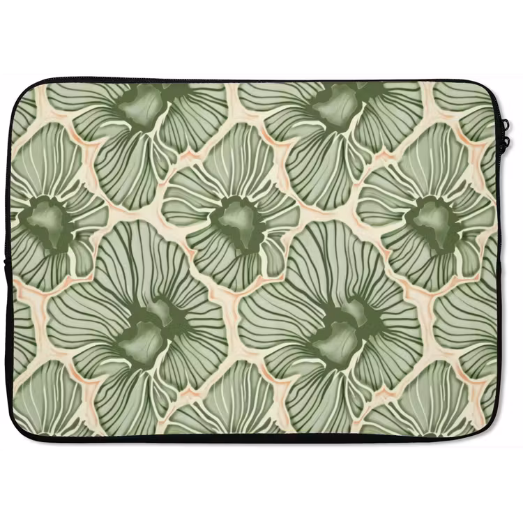 Laptophoes Groen - Botanisch - Bloemen - Organisch - Patroon — 1