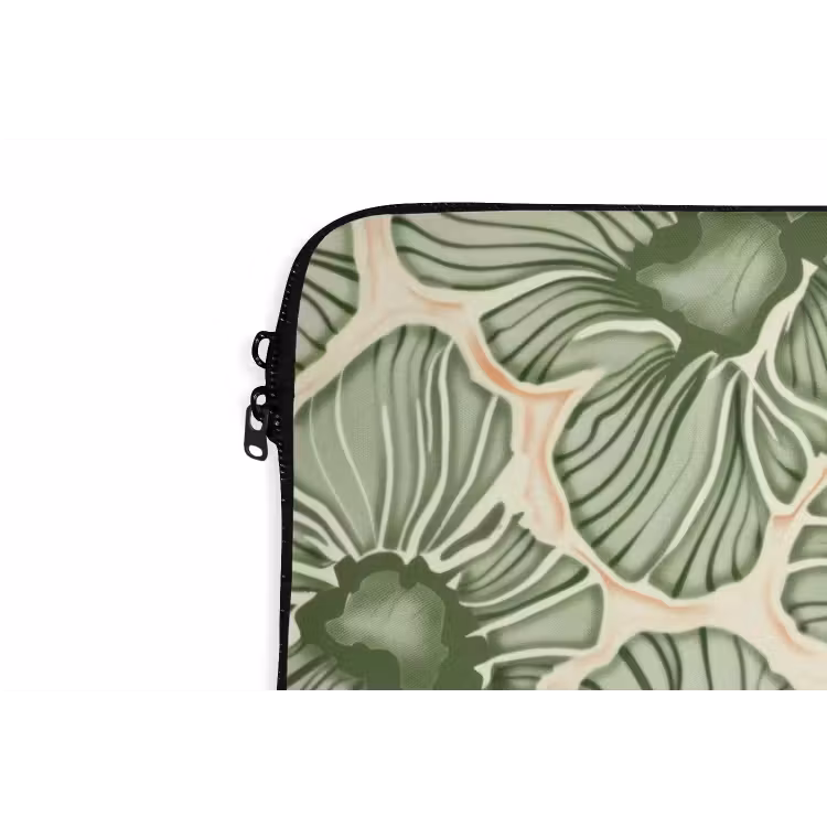 Laptophoes Groen - Botanisch - Bloemen - Organisch - Patroon — 5