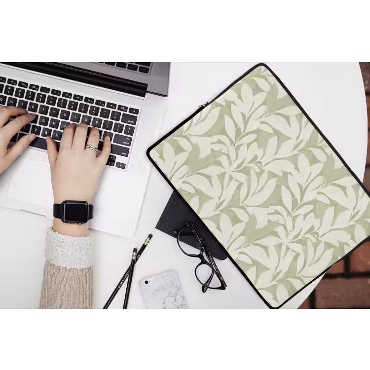 Laptophoes Saliegroen - Botanisch - Minimalistisch - Patroon — 3
