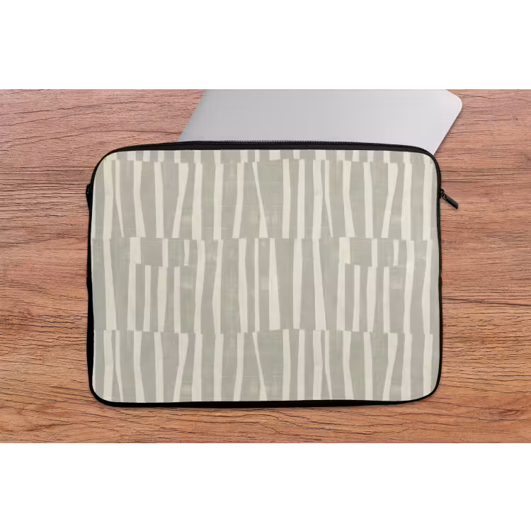 Laptophoes Saliegroen - Strepen - Geometrisch - Textuur - Patroon — 2