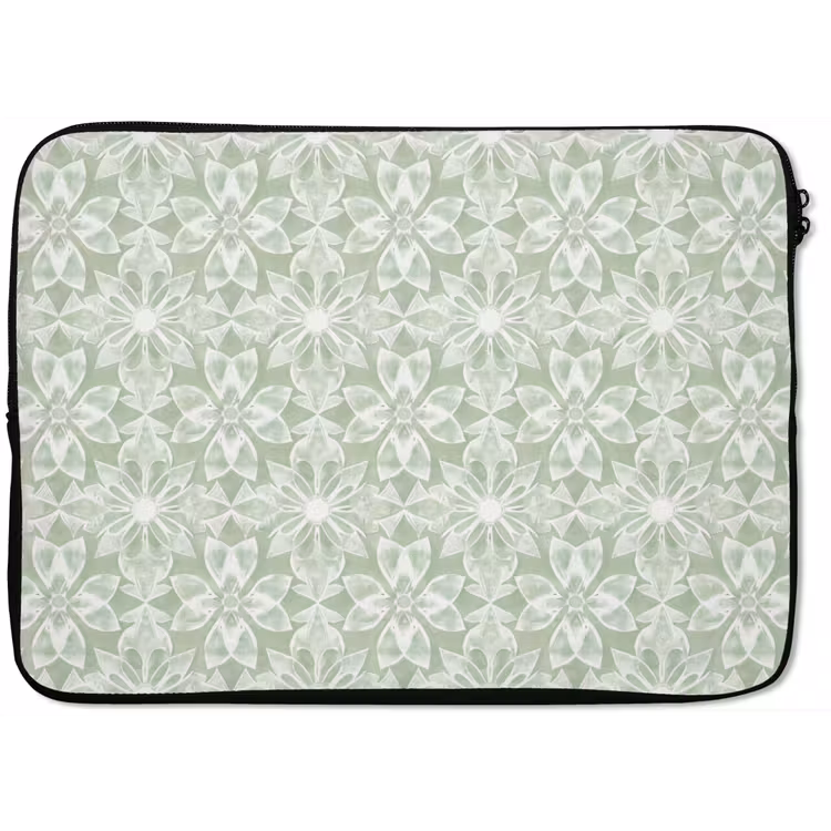 Laptophoes Saliegroen - Symmetrisch - Mandala - Ornament - Patroon — 1
