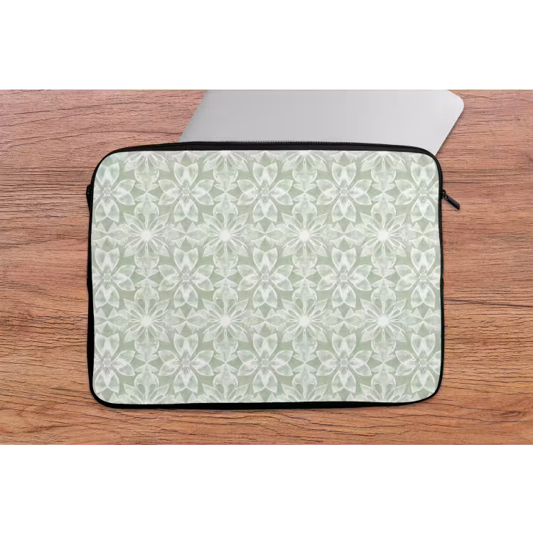 Laptophoes Saliegroen - Symmetrisch - Mandala - Ornament - Patroon — 2