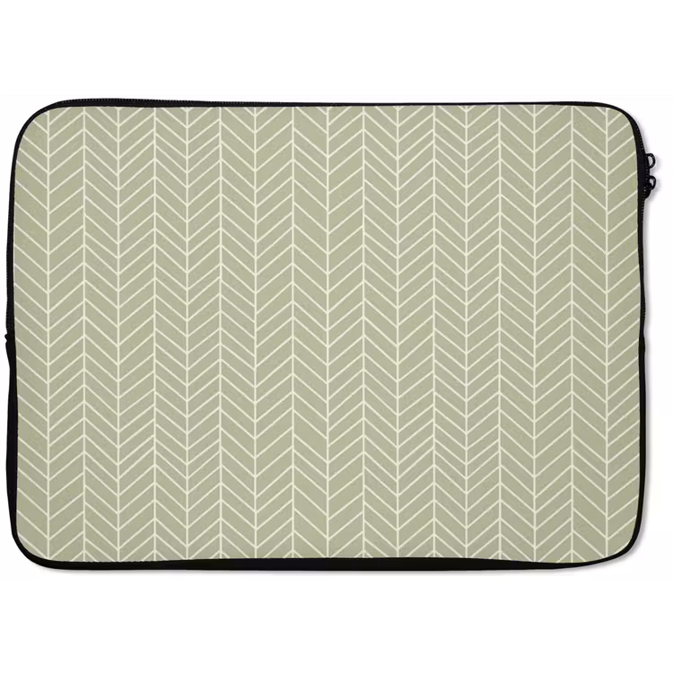 Laptophoes Saliegroen - Visgraat - Geometrisch - Patroon — 1