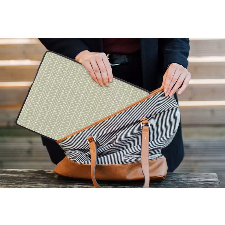 Laptophoes Saliegroen - Visgraat - Geometrisch - Patroon — 4