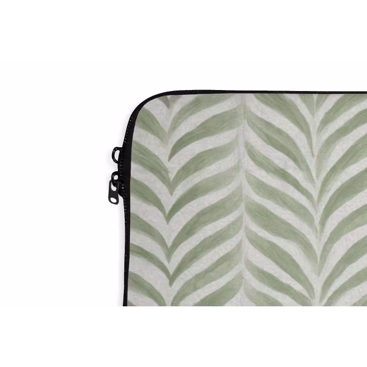 Laptophoes Saliegroen - Visgraat - Organisch - Penseelstreken - Patroon — 5