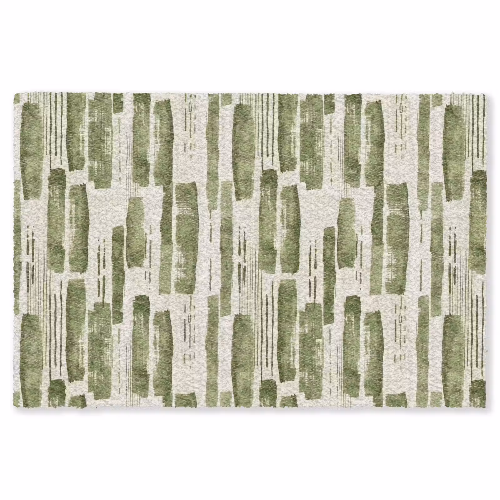 Vloerkleed - Groen - Abstract - Penseelstreken - Linnen - Patroon — 1