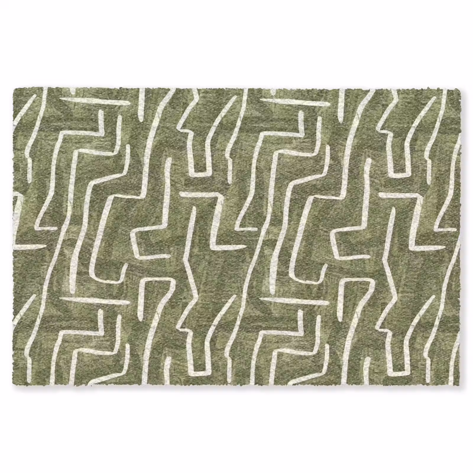 Vloerkleed - Groen - Abstract - Penseelstreken - Patroon — 1