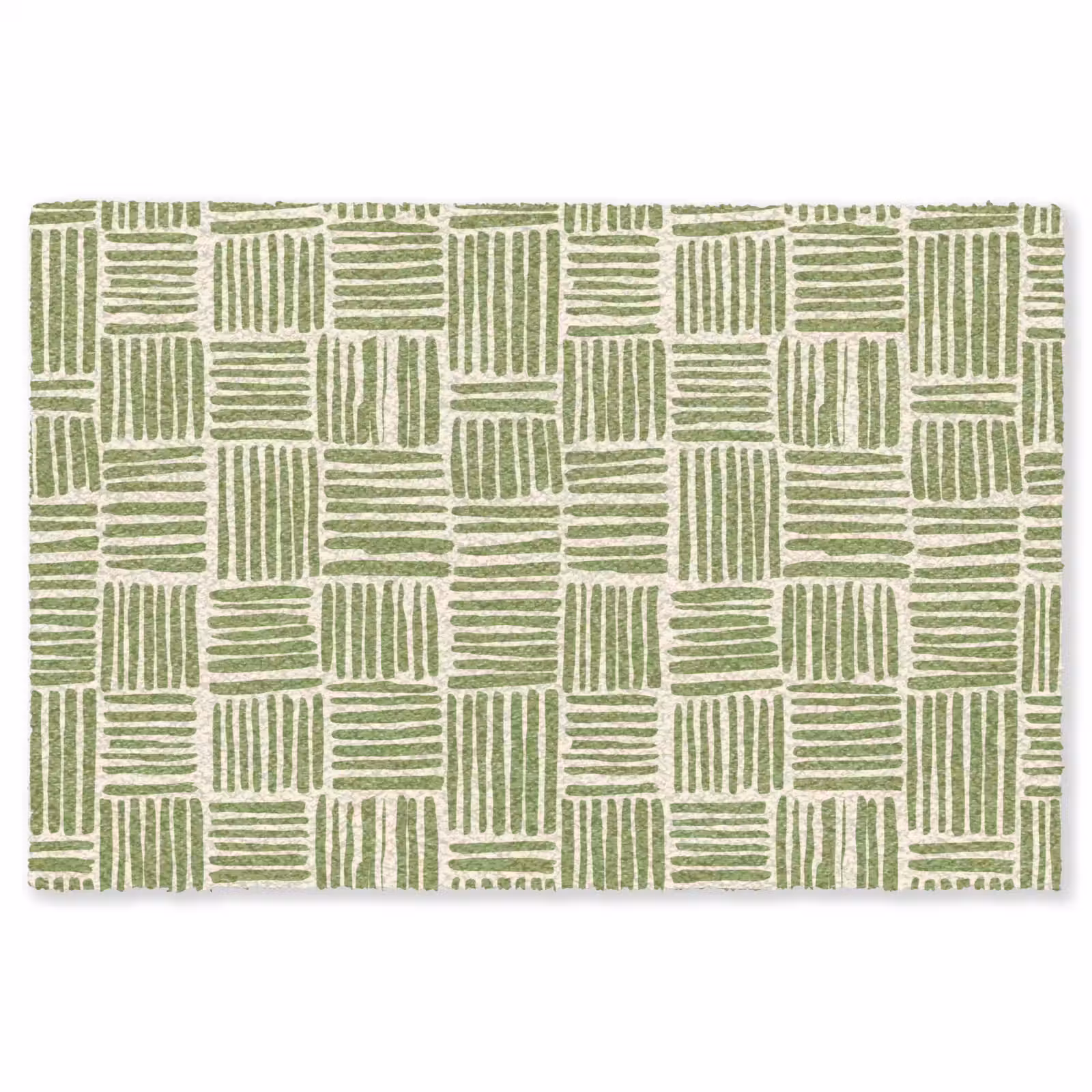 Vloerkleed - Saliegroen - Blokken - Handgetekend - Patroon — 1
