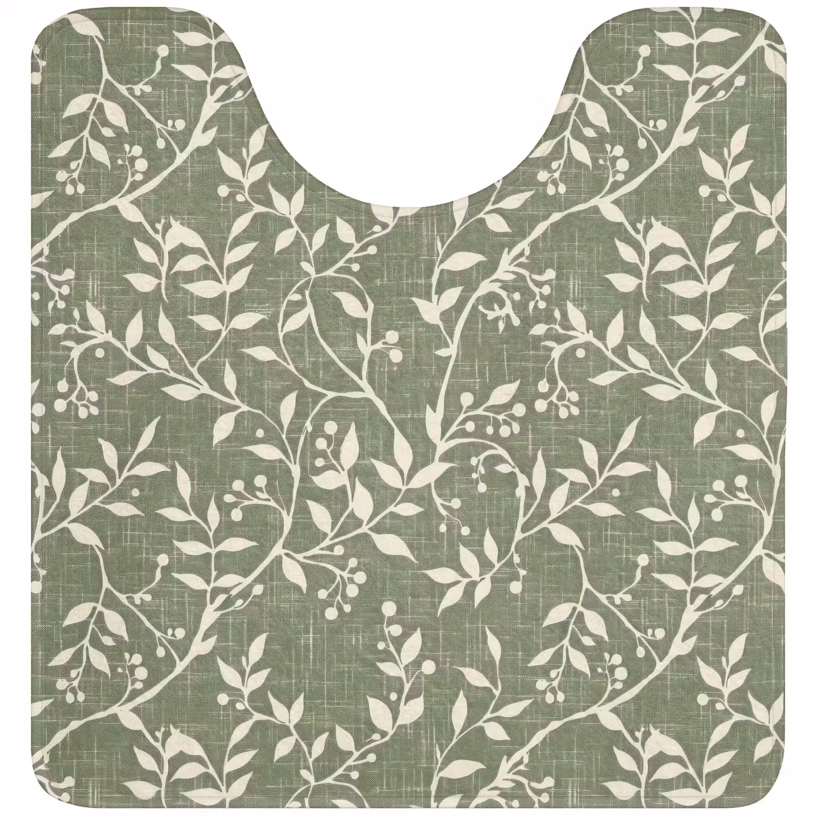 WC Mat - Saliegroen - Botanisch - Takken - Besjes - Linnen - Patroon — 1