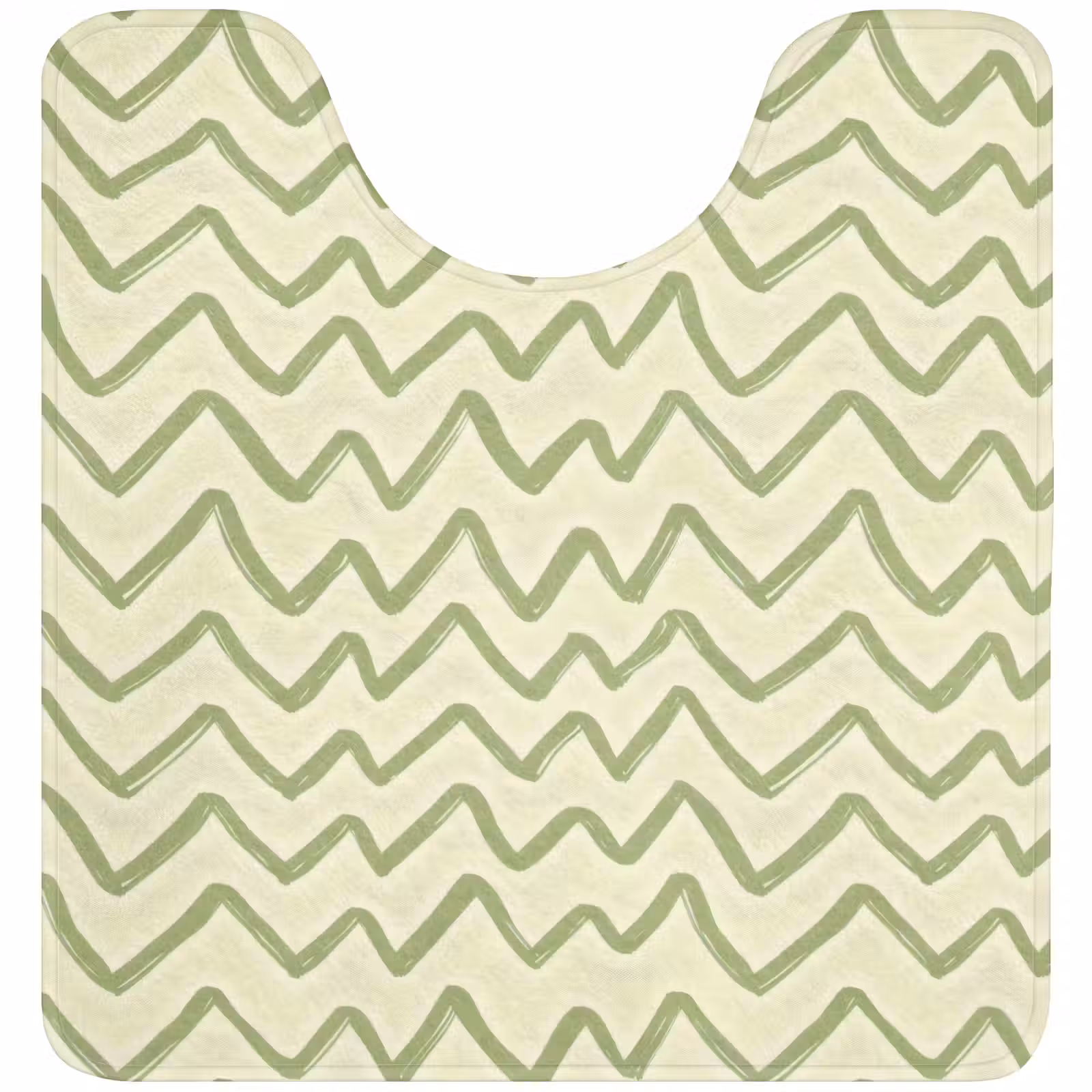 WC Mat - Saliegroen - Zigzag - Handgetekend - Patroon — 1