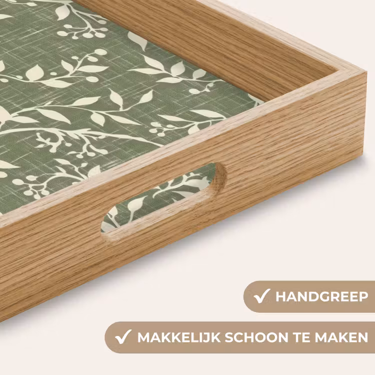 Dienblad - Saliegroen - Botanisch - Takken - Besjes - Linnen - Patroon — 5