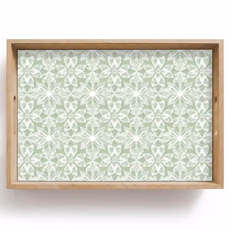 Dienblad - Saliegroen - Symmetrisch - Mandala - Ornament - Patroon — 1