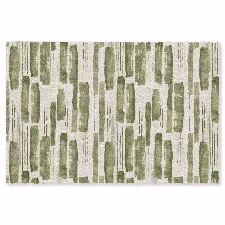 Vloerkleed - Groen - Abstract - Penseelstreken - Linnen - Patroon — 1