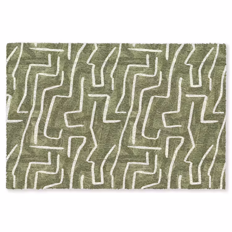 Vloerkleed - Groen - Abstract - Penseelstreken - Patroon — 1