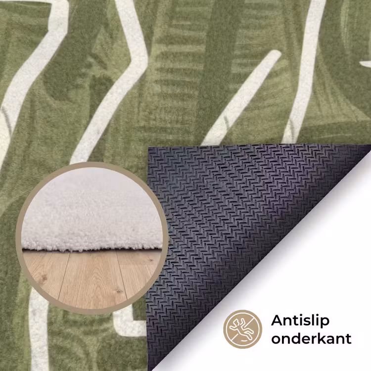 Vloerkleed - Groen - Abstract - Penseelstreken - Patroon — 4