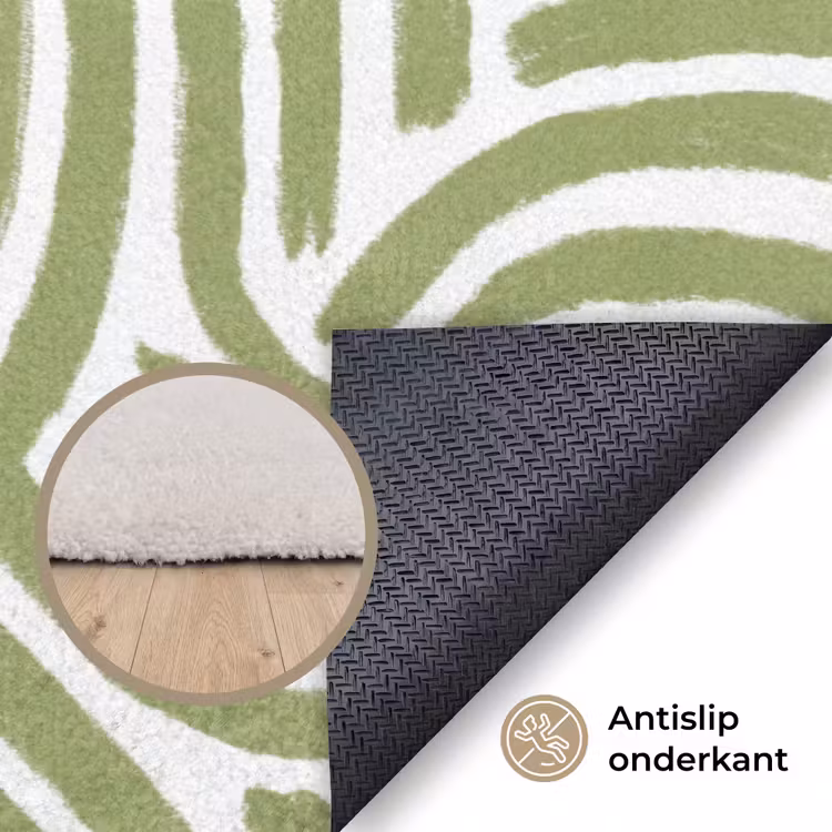 Vloerkleed - Saliegroen - Abstract - Bogen - Handgetekend - Patroon — 4