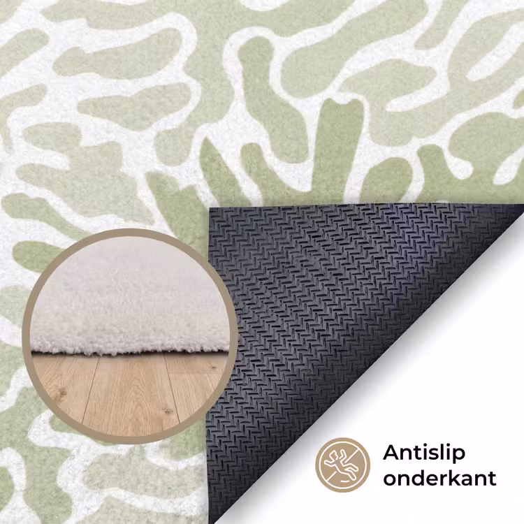 Vloerkleed - Saliegroen - Abstract - Organisch - Koraal - Patroon — 4