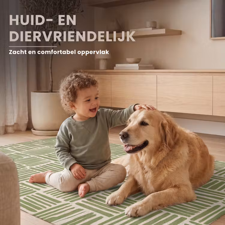 Vloerkleed - Saliegroen - Blokken - Handgetekend - Patroon — 6