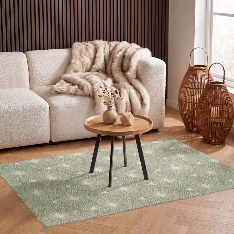 Vloerkleed - Saliegroen - Botanisch - Ruiten - Organisch - Patroon — 3
