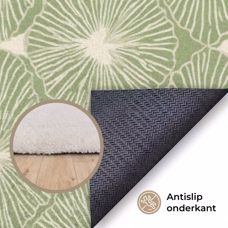 Vloerkleed - Saliegroen - Botanisch - Ruiten - Organisch - Patroon — 4