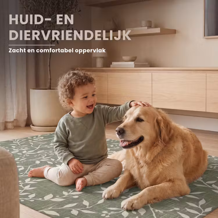 Vloerkleed - Saliegroen - Botanisch - Takken - Besjes - Linnen - Patroon — 6
