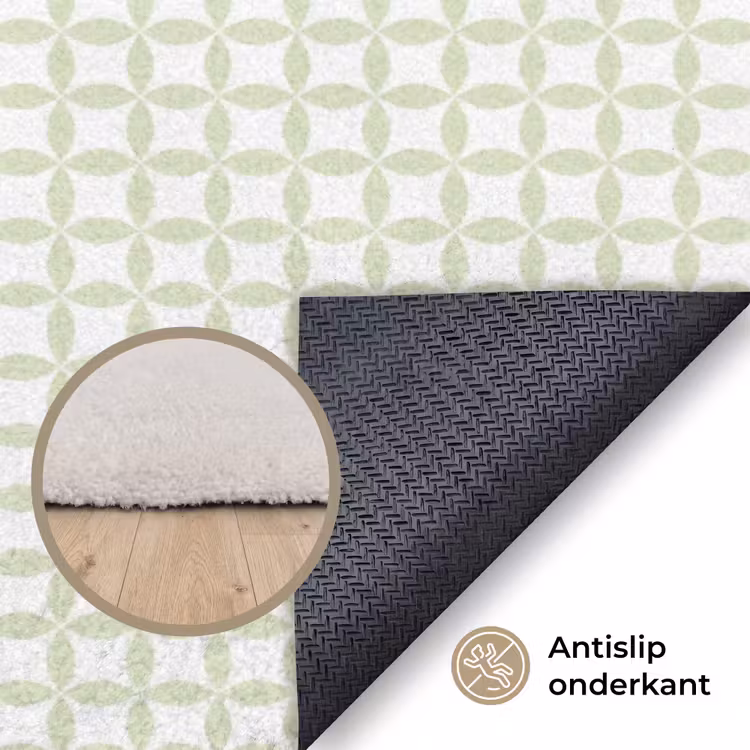 Vloerkleed - Saliegroen - Geometrisch - Cirkels - Patroon — 4