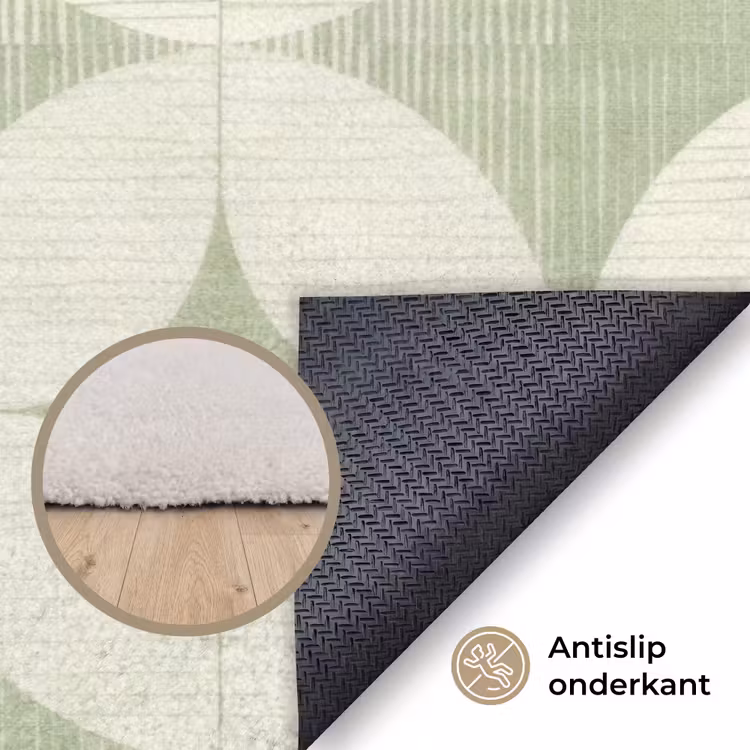 Vloerkleed - Saliegroen - Geometrisch - Retro - Mid-Century - Patroon — 4